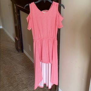 Coral/white striped romper